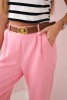 Pants with belt and pockets buttery-fabric pink