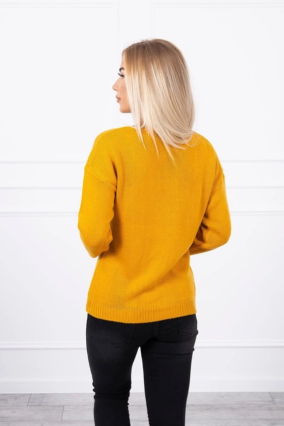 V-Ausschnitt-Pullover senf