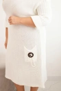 Plus Size women's oversized mohair sweater dress with pocket ecru