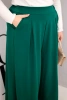 Plus Size women's cotton pants with wide leg and loose fit dark green