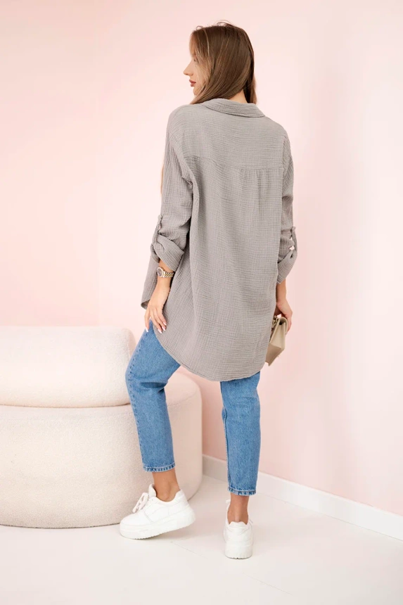 Hemd aus Baumwoll-Musselin oversize Fango