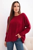 Women's sweater with a longer back and embossed star burgundy