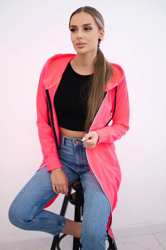 Hooded dress with a hood pink neon