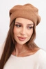 Moteriška vilnonė klasikinė lygios beanie K420 kamelų spalva