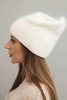 Women's winter hat with wool and delicate embellishment ecru
