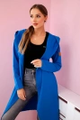 Long cardigan with hood mauve-blue