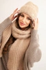 Damen Set Mütze und langer Schal aus weichem Garn camelowy