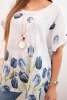 Women's cotton shirt with a floral pattern white