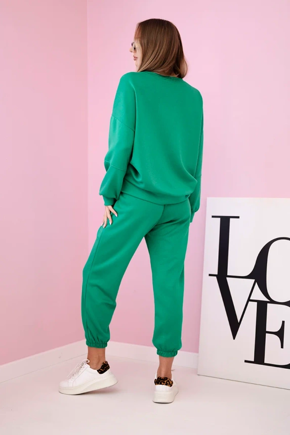Set sweatshirt + pants buttery fabric green