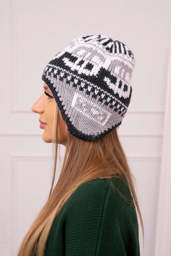 Women's cap Maryla K406 white+graphite+dark grey