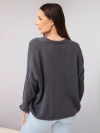 Sweter damski bawełniany oversize na guziki z dekoltem V grafitowy