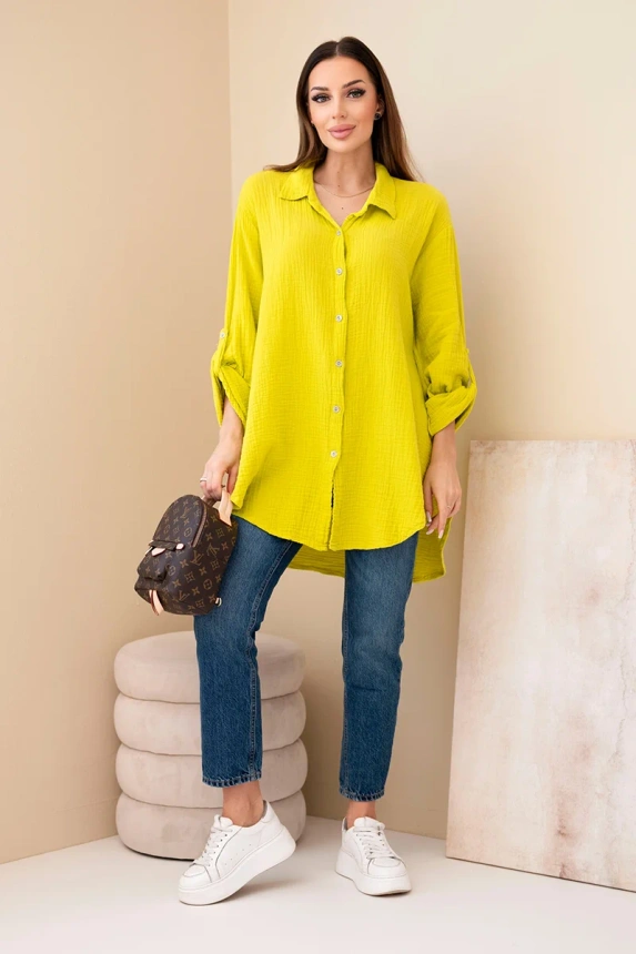 Cotton muslin shirt kiwi