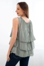 Women's cotton off-the-shoulder blouse with ruffles sleeveless khaki