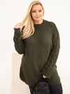 Plus Size Women's Sweater with Cable Knit Pattern khaki