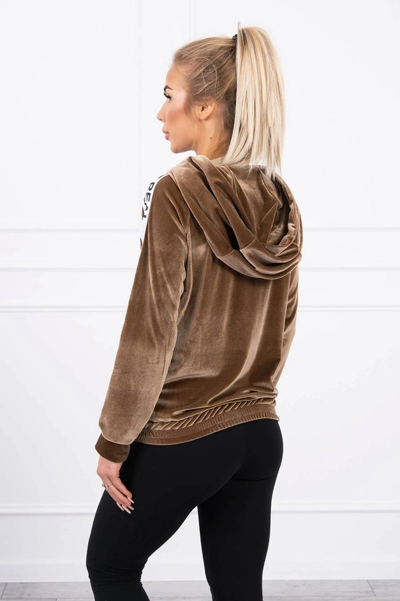 Velor sweatshirt with a hood brown
