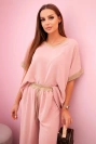 Viscose set with golden trim dark powder pink