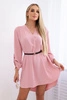 Dress with longer back and belt powder pink
