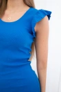 Dress with frills on the sleeve mauve-blue