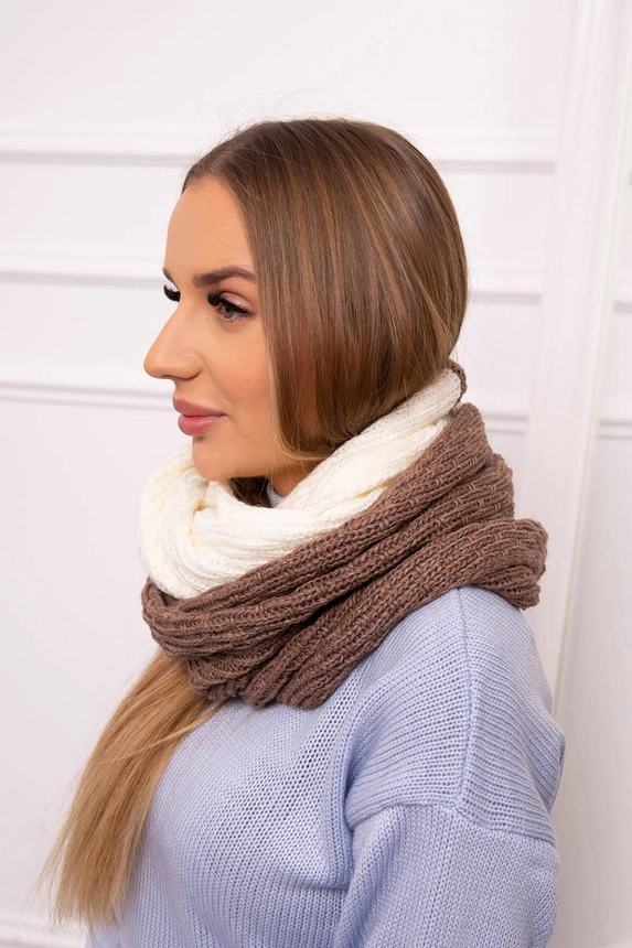 KN14 Women's two-color chimney mocha+ecru