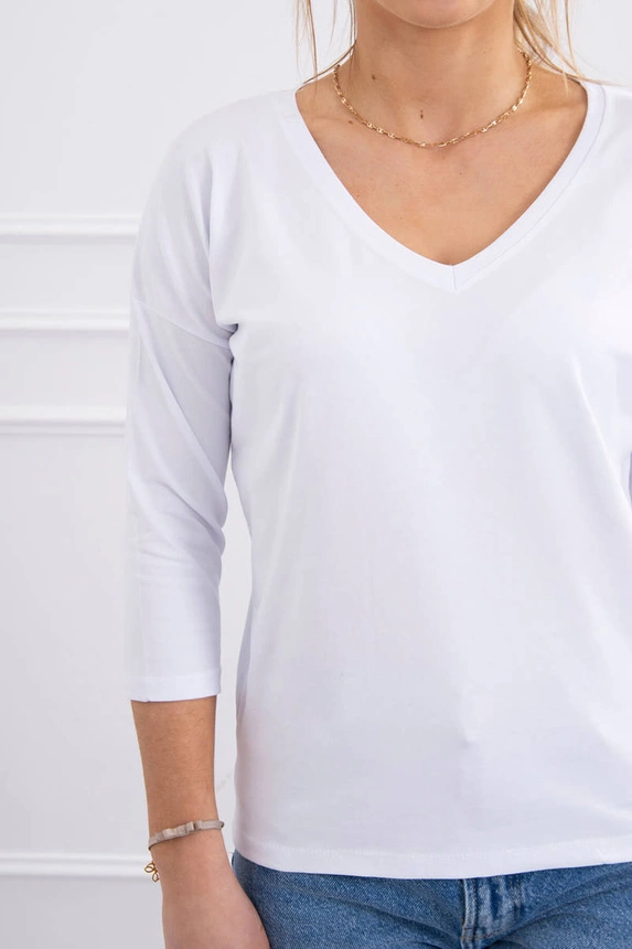 V-neck blouse white