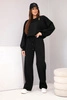 Ladies' set butter sweater with brooch and straight leg trousers black
