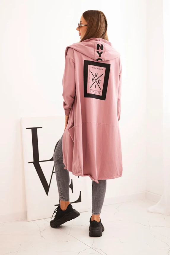 Tmavě růžová bunda oversize s kapucí