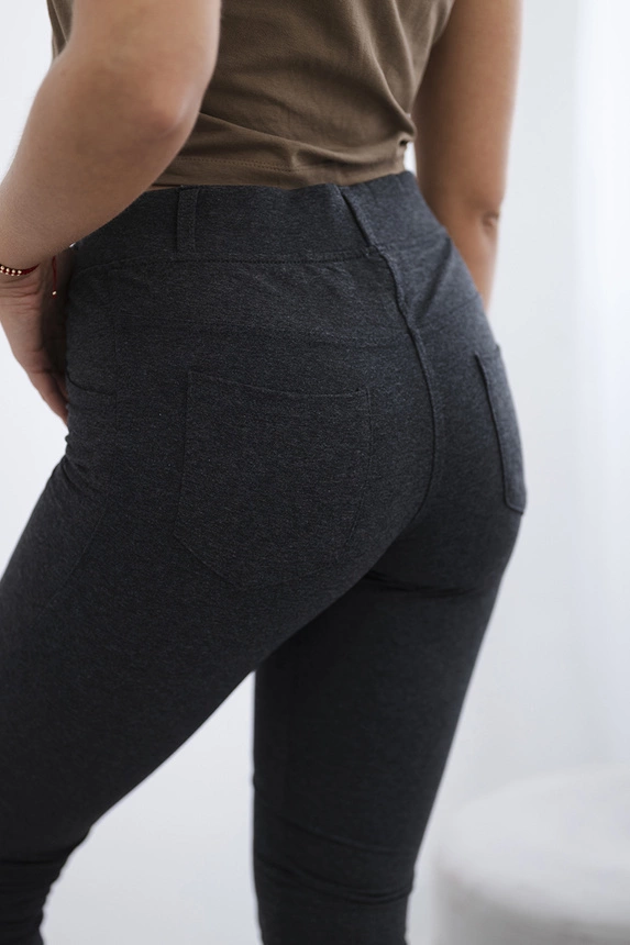 Cotton trousers with back pockets graphite