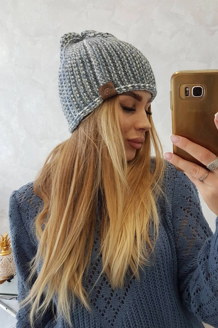 Zoja vilnonė kepurė K306 pilka+mėlyna