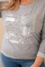 Plus Size women's blouse with print and longer back gray