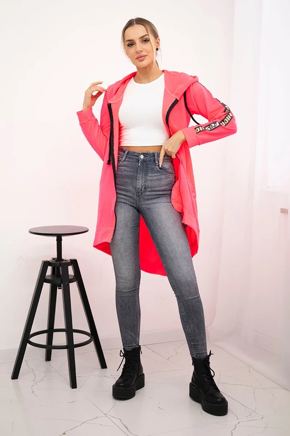 Sweatshirt with zip at the back pink neon