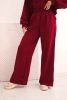 Women's cotton set with wide legs and long-sleeve sweatshirt burgundy