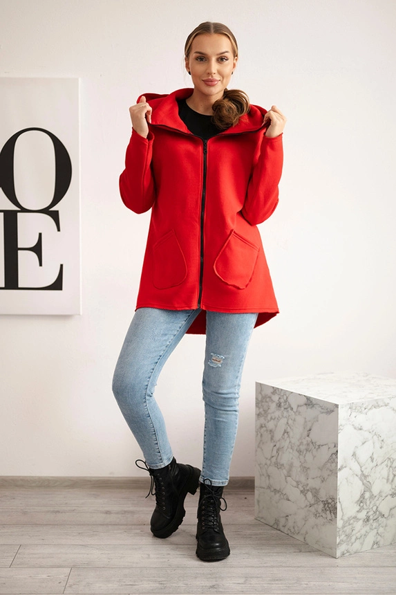 Warm-up Sweatshirt mit längerem Rücken und Taschen rot