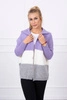 Dreifarbiger Kapuzenpullover lila+ecru+grau