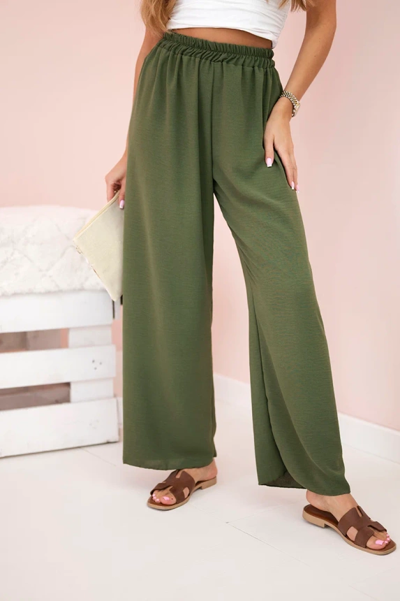 Wide-leg trousers light khaki