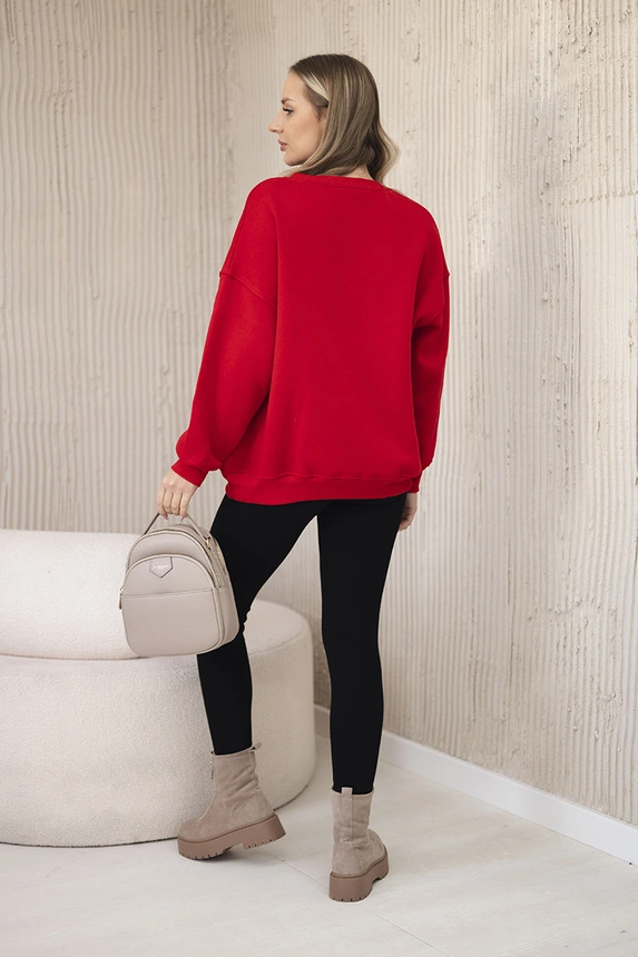 Baumwollset isoliertes sweatshirt + leggings rot