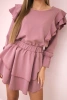 Dress with vertical flounces dark pink