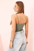Dámske body bez ramienok s volánikmi a výstrihom do V svetlá khaki