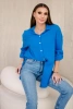 Cotton muslin shirt oversize turquoise