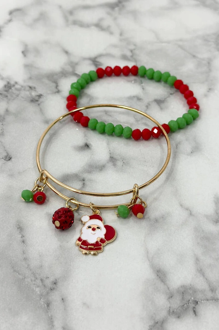 Christmas Bracelet SL11-2 Santa Claus with a sack green