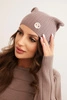 Women's ribbed cap with decorative button made of viscose and modal fango