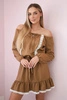 Kleid mit offenen Schultern und Spitze camel