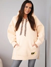 Bluza damska oversize z bawełny z kapturem i kieszenią melonowa