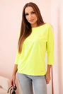 Damenbluse mit U-Boot-Ausschnitt gelbes Neon
