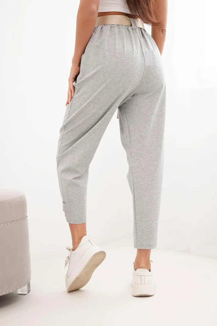 Summer Punto pants with leg fastenings grey melange