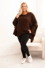Women's Plus Size sweater with acrylic, loose fit and 3/4 sleeves brown