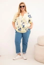 Women's cotton plus-size blouse with floral pattern yellow