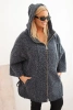 Dámsky kabát Plus Size s kapucňou a zipsom grafitový