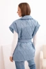 Women's quilted vest with a belt and wide collar denim