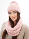 A set women's hat and snood made of knitwear powder