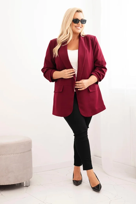Elegant Plus Size women's blazer burgundy